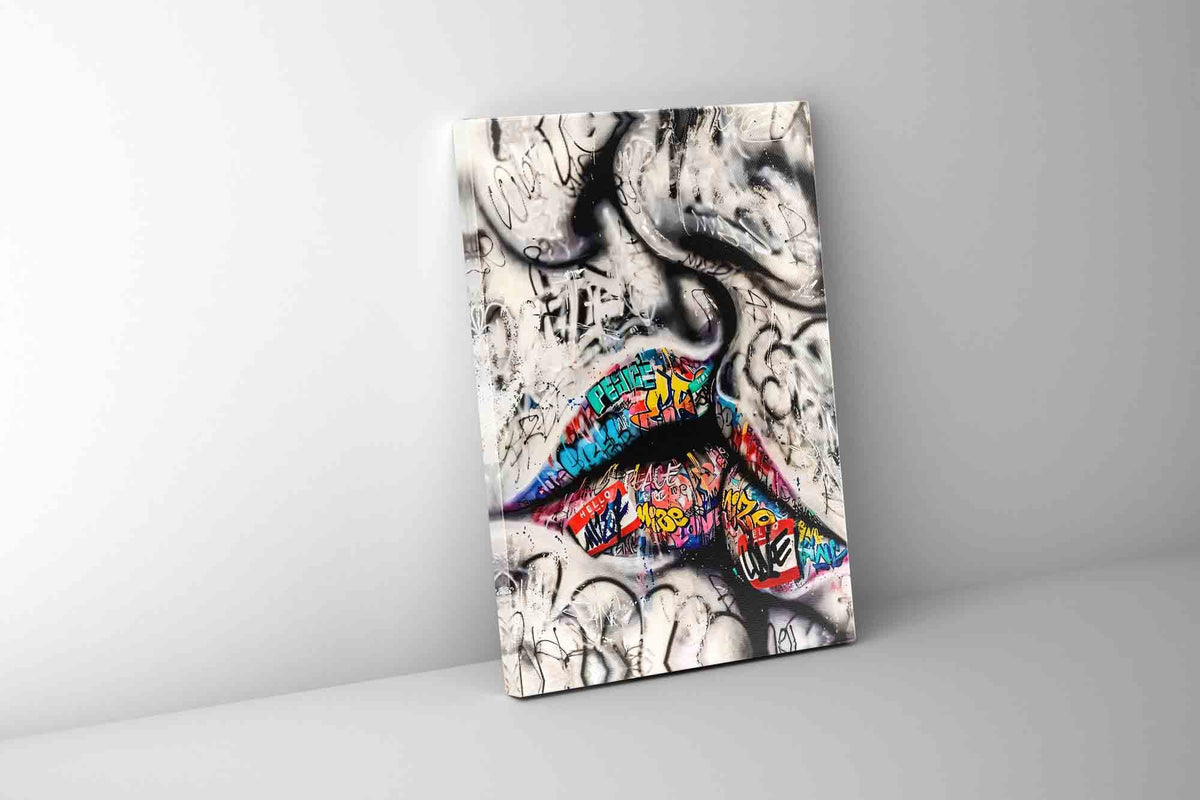 The Kiss 2024 Colourful Lips Canvas Wall Art | 35 × 47 inches
