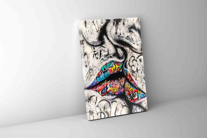 The Kiss 2024 Colourful Lips Canvas Wall Art | 35 × 47 inches