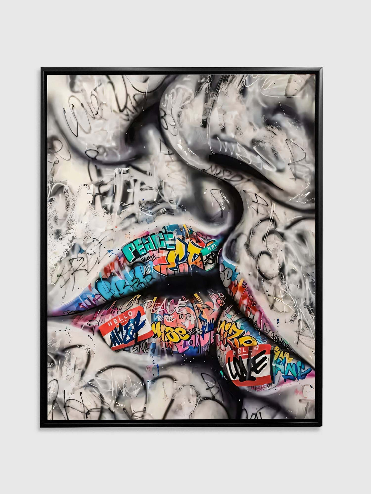 The Kiss 2024 Colourful Lips Canvas Wall Art | 35 × 47 inches