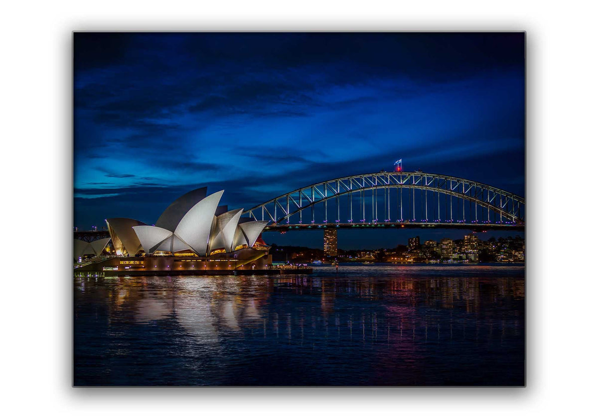 Sydney Skyline at Night Canvas Wall Art | Harbour View | 47 × 35 inches