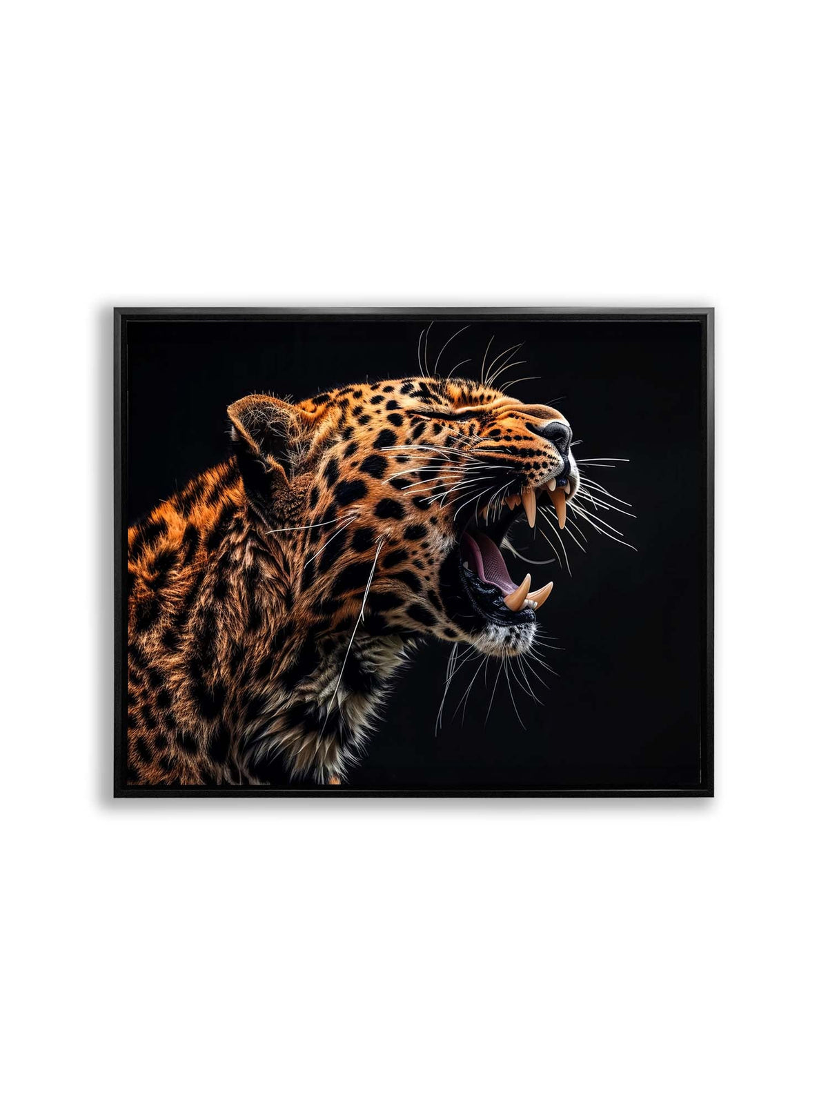 Leopard on Black Canvas Wall Art | Detailed Wildlife | 47 × 35 inches