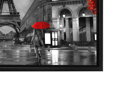 Tableau sur toile - Paris pictural avec touches de rouge - Œuvre d'art raffinée