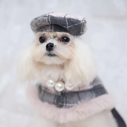 Ensemble harnais pour chien Ophelia Plaid | Tenue avec chapeau et laisse