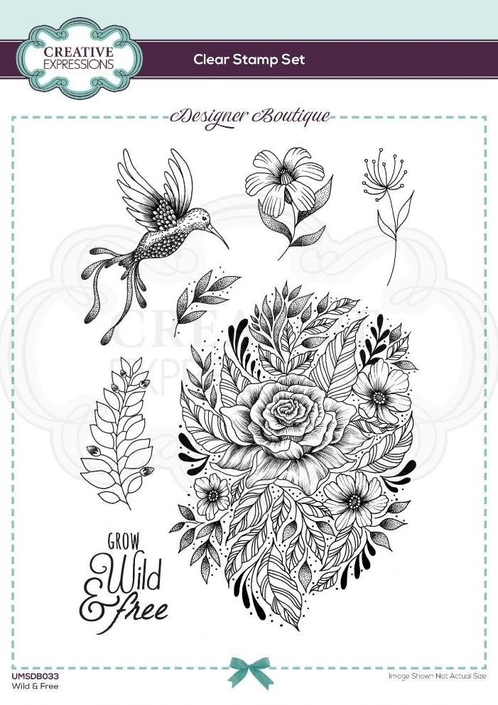 Designer Boutique Collection Wild & Free Lot de tampons transparents A5