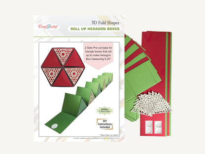CrafTreat Scrapbook Hexagone enroulable - Rouge et Vert Métallisé