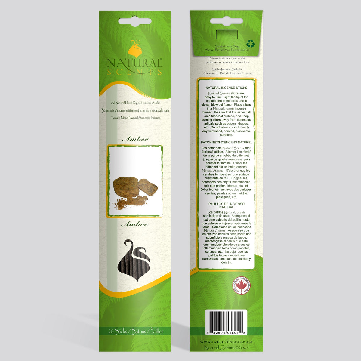 Natural Scents Amber Incense Sticks
