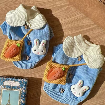 Pull de Pâques en velours côtelé avec motif lapin | Pull de Pâques pour chien