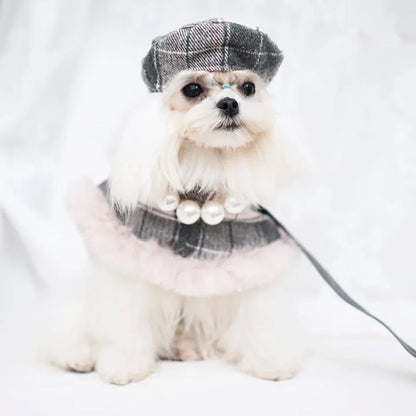 Ensemble harnais pour chien Ophelia Plaid | Tenue avec chapeau et laisse