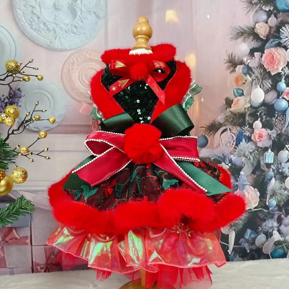 Holly Jolly Holiday Dog Dress | Festive Occasion Dog Outfit