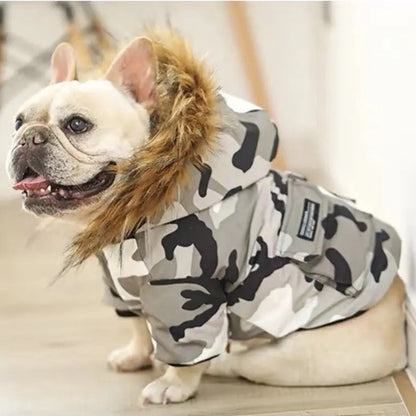 Manteau pour chien Pawkage | Manteau à capuche pour chien avec bordure en fourrure