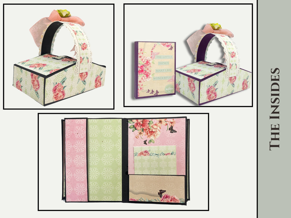 CrafTreat Picnic Basket Mini Album DIY Scrapbook Blank - Black