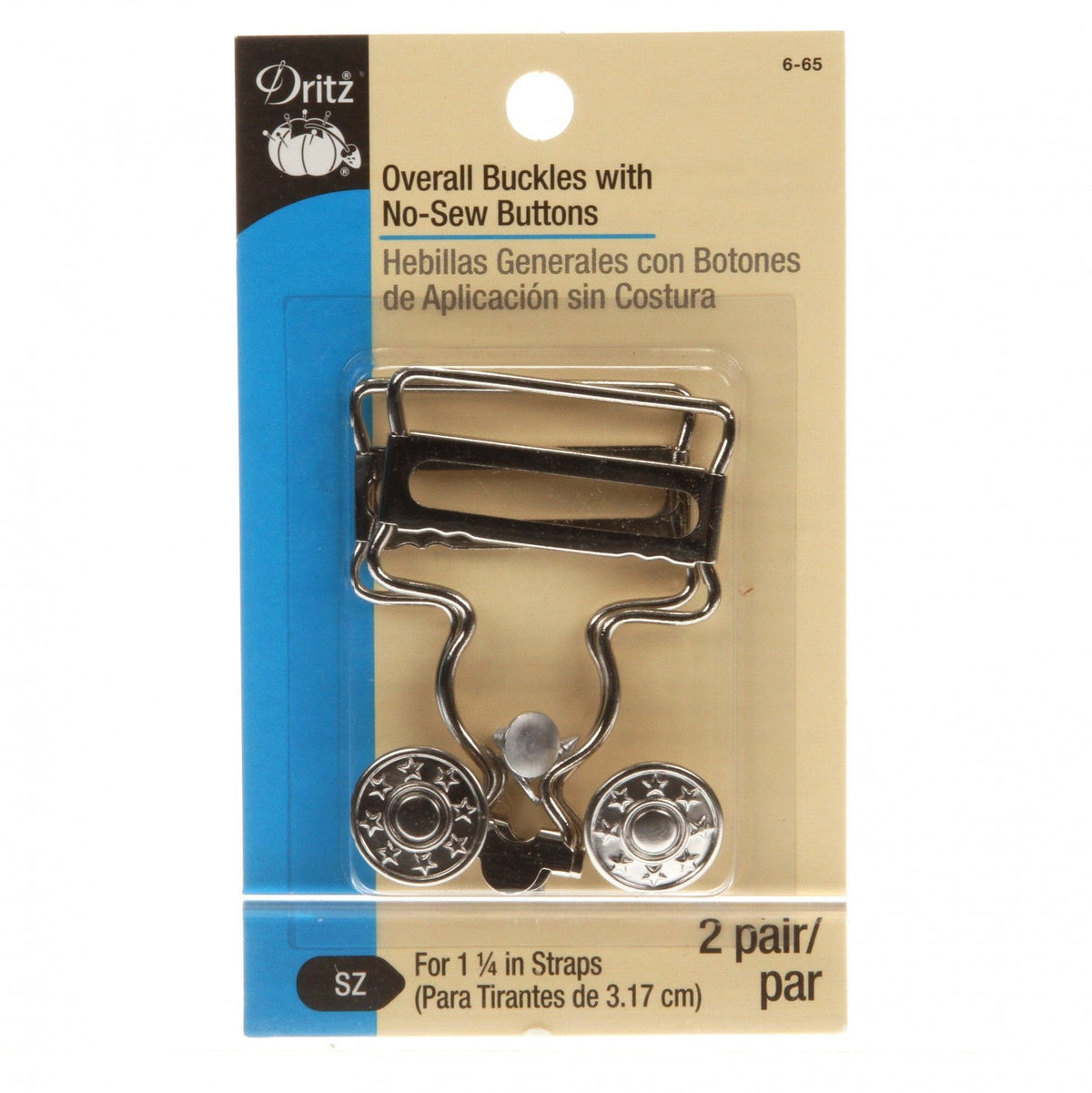 Boucle de salopette avec boutons sans couture 32 mm nickel