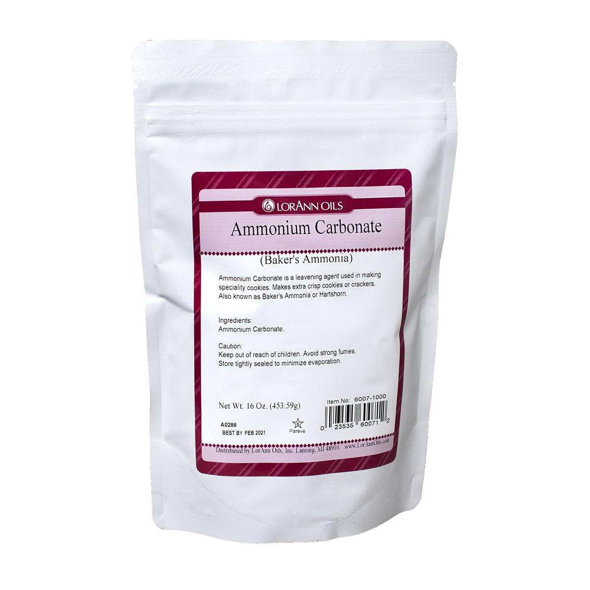 Carbonate d'Ammonium (Ammoniaque de Boulanger) - Ingrédients Spéciaux - Sac de 450g - Livraison Gratuite au Canada pour les Commandes de Plus de 199 CAD