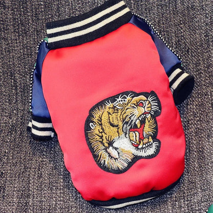 Blouson bombardier pour chien œil de tigre et lion | Veste de streetwear pour chien