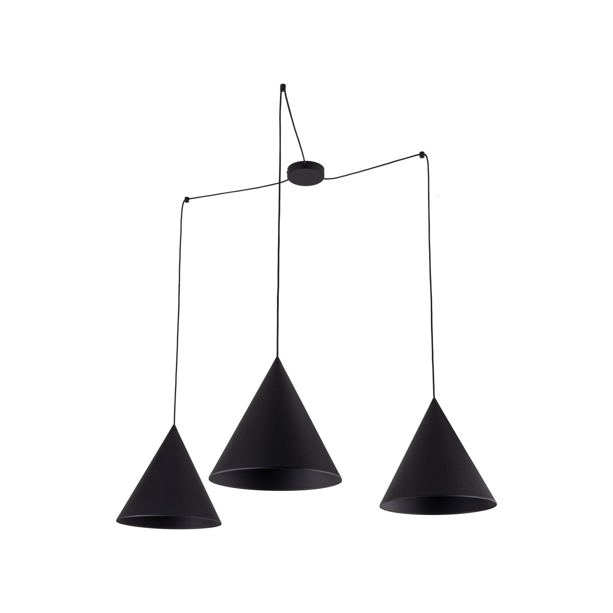Suspension Luminaire Plafonnier Moderne et Minimaliste Noir CONO pour Îlot de Cuisine, Salle à Manger et Salon (3 Lumières)