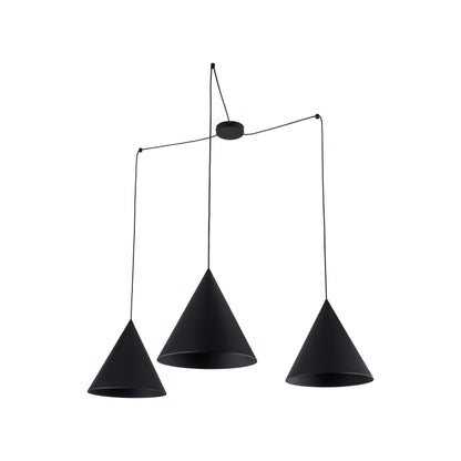 Suspension Luminaire Plafonnier Moderne et Minimaliste Noir CONO pour Îlot de Cuisine, Salle à Manger et Salon (3 Lumières)