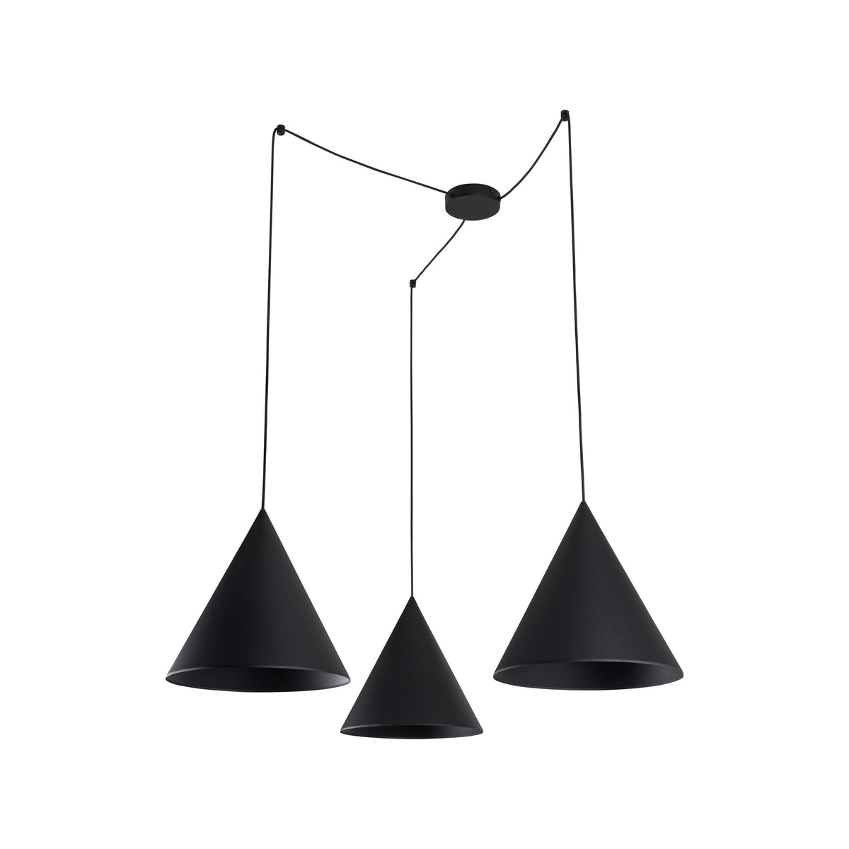 Suspension Luminaire Plafonnier Moderne et Minimaliste Noir CONO pour Îlot de Cuisine, Salle à Manger et Salon (3 Lumières)