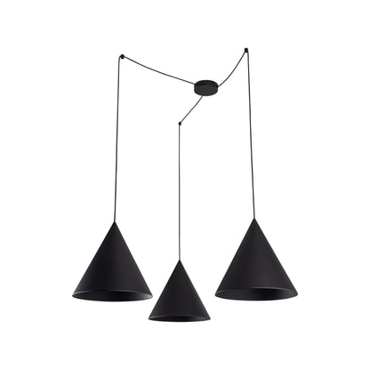 Suspension Luminaire Plafonnier Moderne et Minimaliste Noir CONO pour Îlot de Cuisine, Salle à Manger et Salon (3 Lumières)