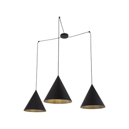 Suspension Luminaire Plafonnier Moderne et Minimaliste Noir CONO pour Îlot de Cuisine, Salle à Manger et Salon (3 Lumières)