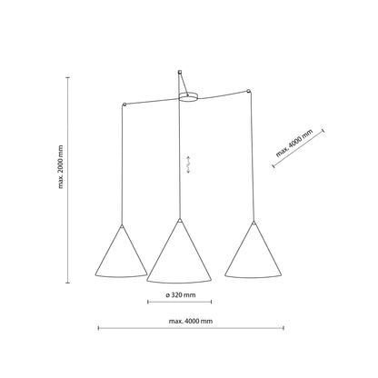 Suspension Luminaire Plafonnier Moderne et Minimaliste Noir CONO pour Îlot de Cuisine, Salle à Manger et Salon (3 Lumières)