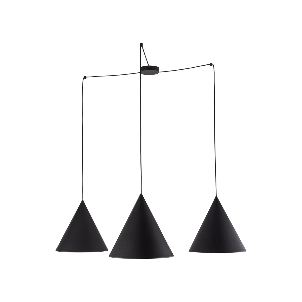 Suspension Luminaire Plafonnier Moderne et Minimaliste Noir CONO pour Îlot de Cuisine, Salle à Manger et Salon (3 Lumières)