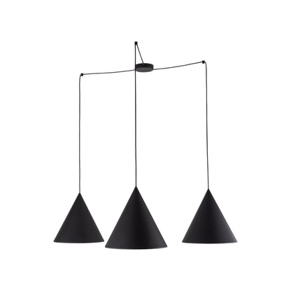 Suspension Luminaire Plafonnier Moderne et Minimaliste Noir CONO pour Îlot de Cuisine, Salle à Manger et Salon (3 Lumières)