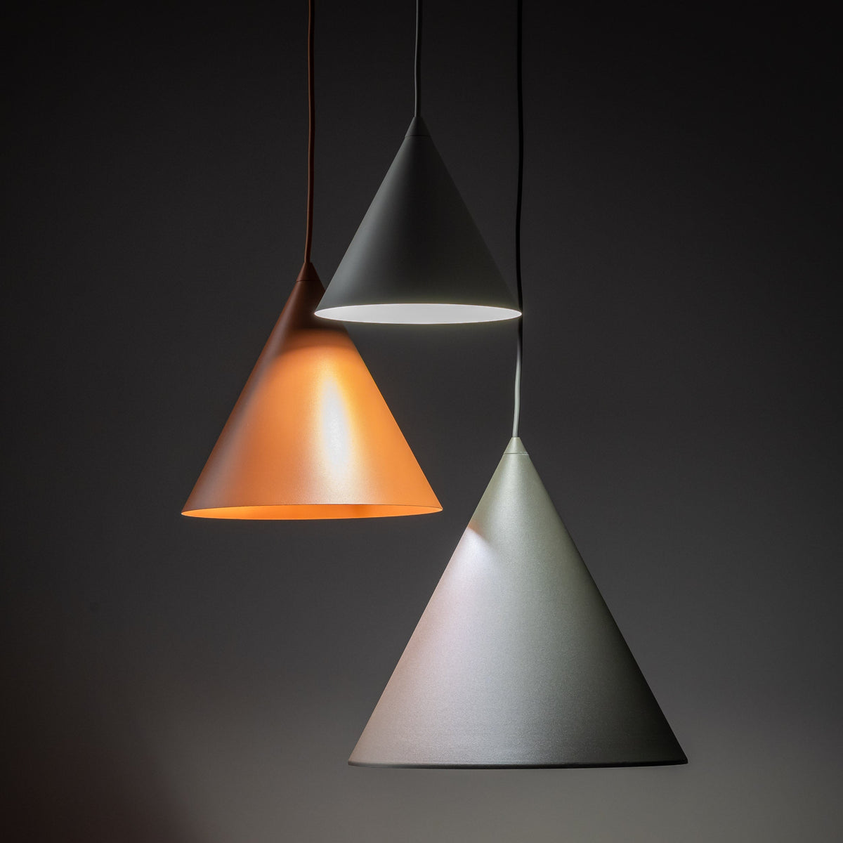 CONO Mix 3-Light Steel Cone Pendant for Kitchen Island & Dining Table