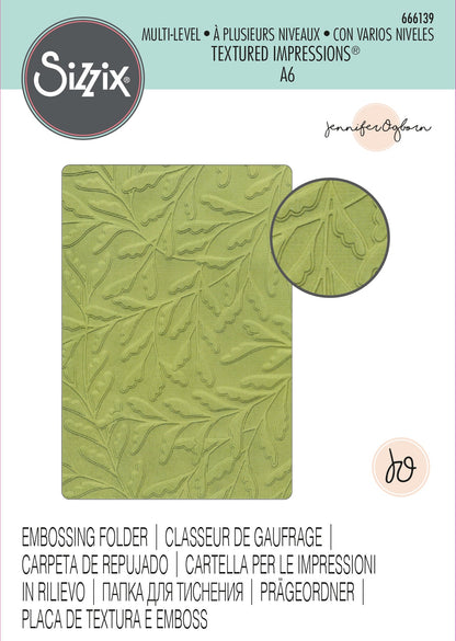 Sizzix Multi-Level Textured Impressions Embossing Folder - Feuilles Délicates par Jennifer Ogborn