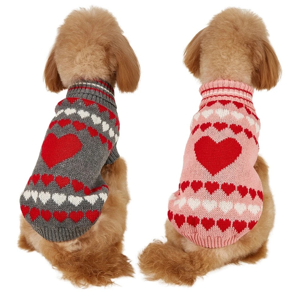 Pull tricoté pour chien | Pull pour chien Cœur d'amour
