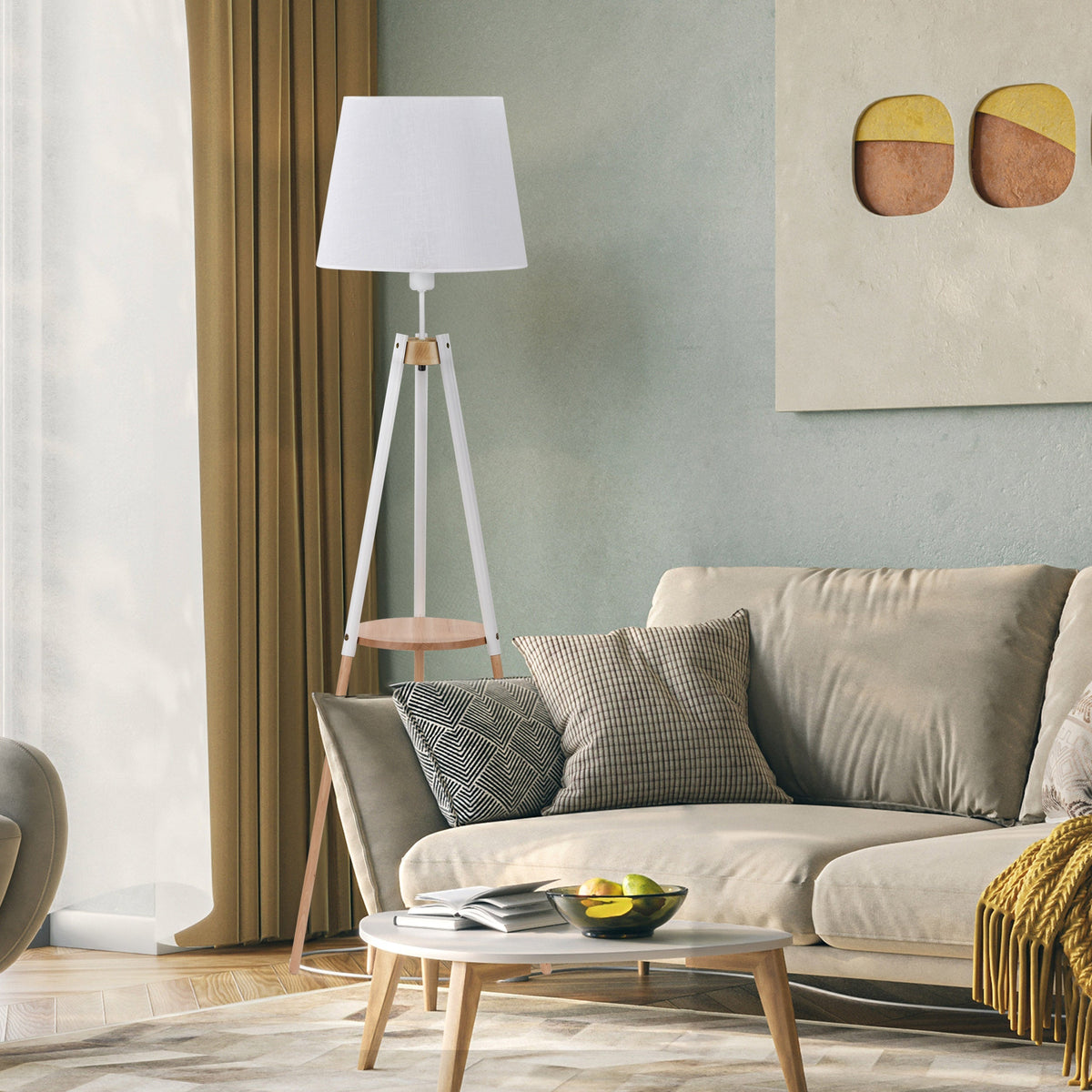 Lampadaire avec table d'appoint VAIO blanc