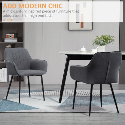 Robbie Dining Chairs Set of 2 with Armrest-Dark Grey