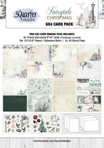 Lot de 6 cartes de Noël féériques 10x15 cm