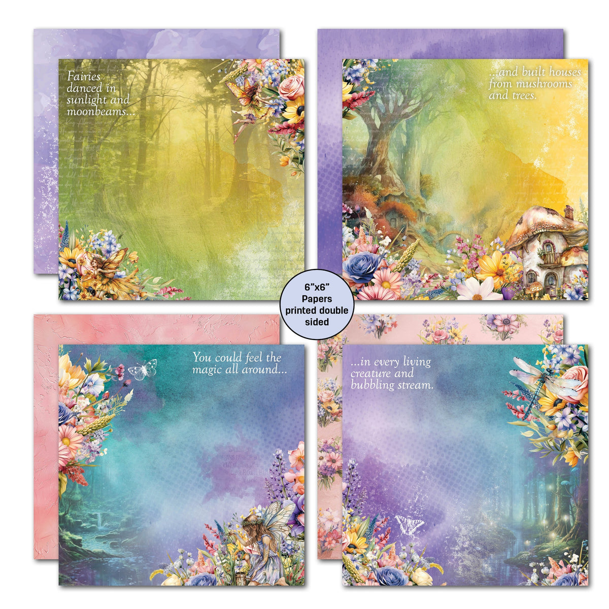 Lot de papiers 6x6 3Quarter Designs Visite au pays des fées