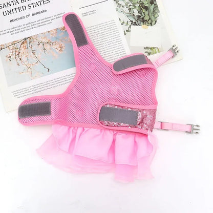 Robe Harnais Princesse à Paillettes pour Chien | Robe Harnais pour Chien