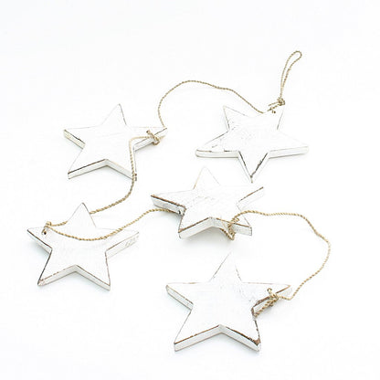 Hanging String Of 5 Wooden Stars