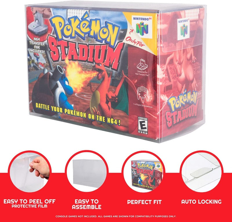 EVORETRO Nintendo N64 Pokemon Stadium PET Protectors - Pack of 1