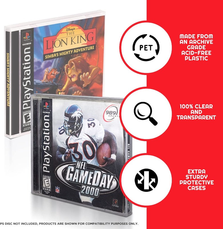 Playstation PS1 Single CD Dreamcast (Jewel Case) - EVORETRO PET Protectors - Pack of 25
