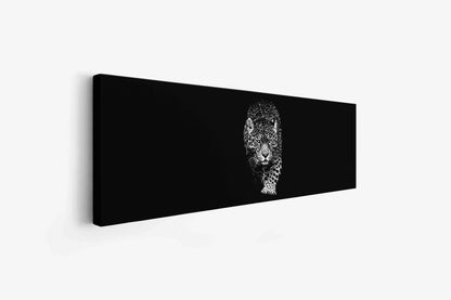 Black and White Leopard Canvas Wall Art | Panoramic Wildlife Fine Art Print | Diamond Finish | 72x24"