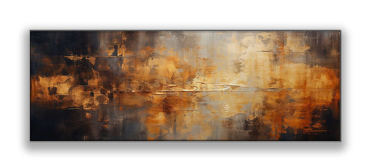 Décoration murale abstraite en toile dorée tons sépia 183 x 61 cm