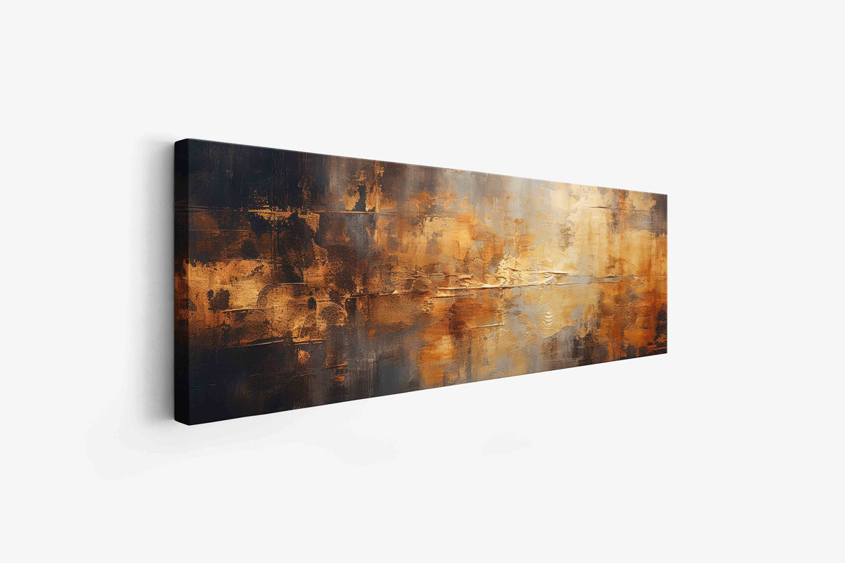 Décoration murale abstraite en toile dorée tons sépia 183 x 61 cm