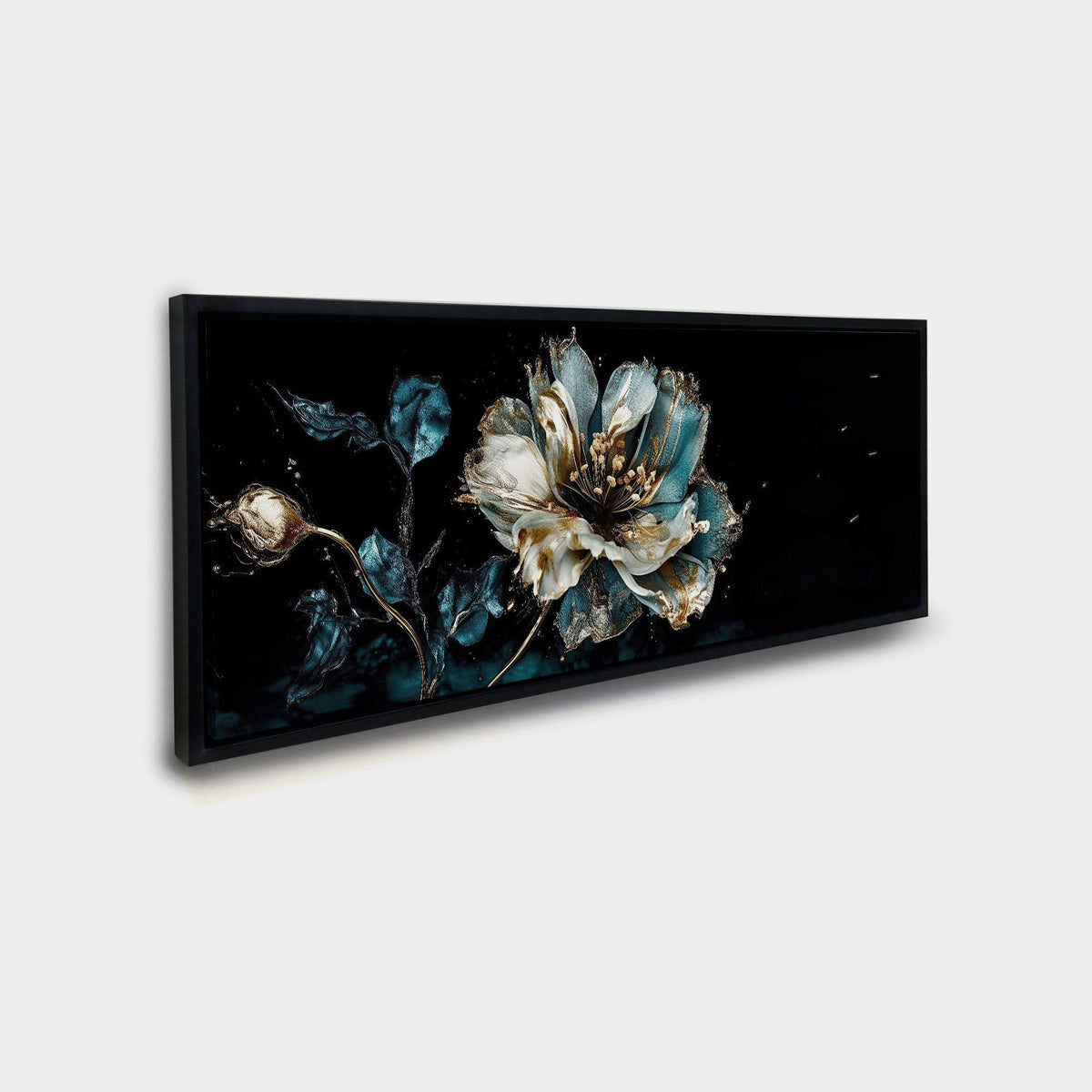 Iris with Tones of Blue Floral Canvas Wall Art | 72 × 24 inches