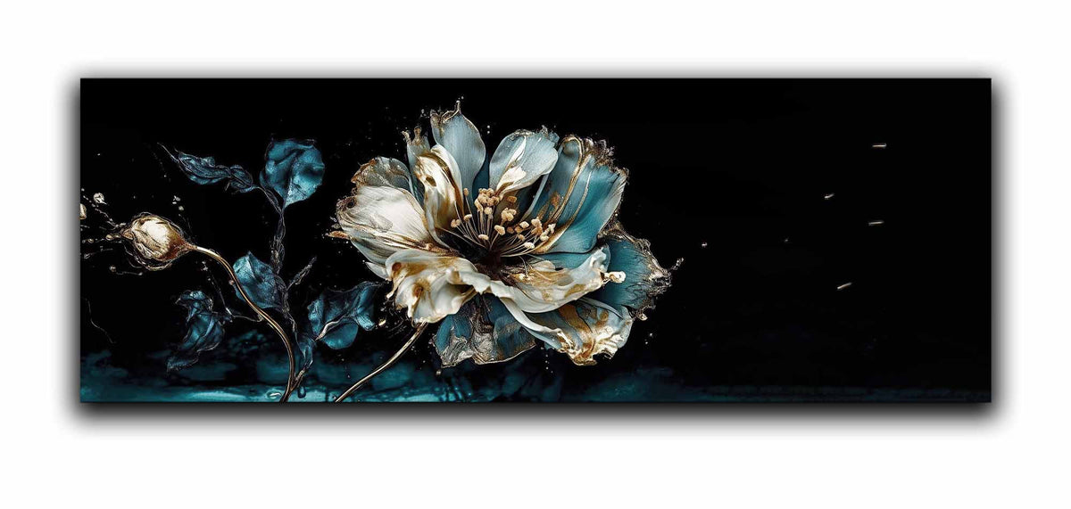 Iris with Tones of Blue Floral Canvas Wall Art | 72 × 24 inches