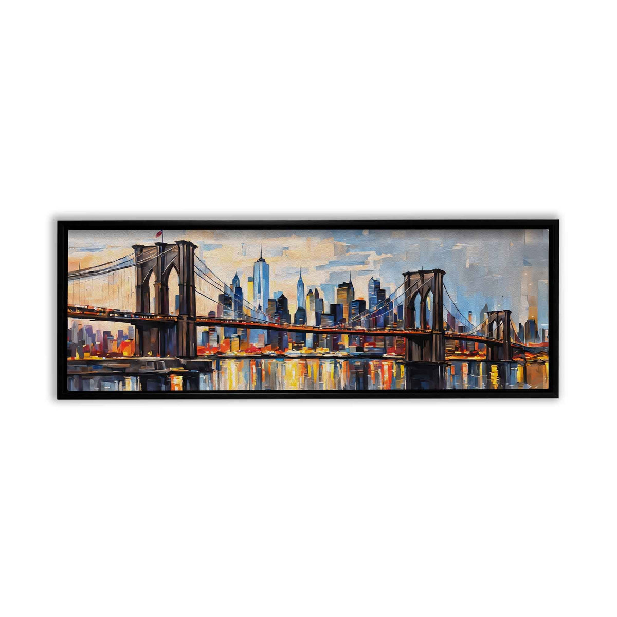 Brooklyn Bridge Canvas Wall Art | New York Palette Knife | 72 × 24 inches