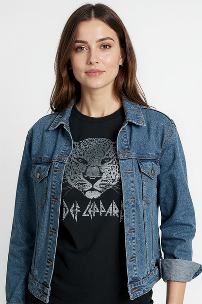 T-shirt Def Leppard motif visage de léopard