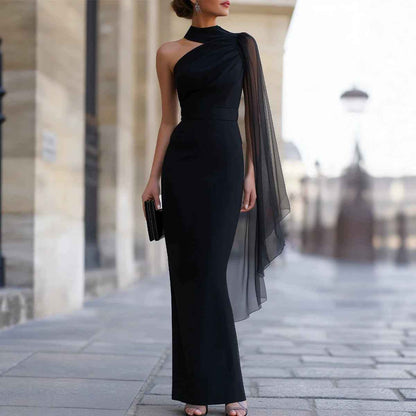 Women's Off-Shoulder Evening Gown – Elegant Black Bodycon Long Dress