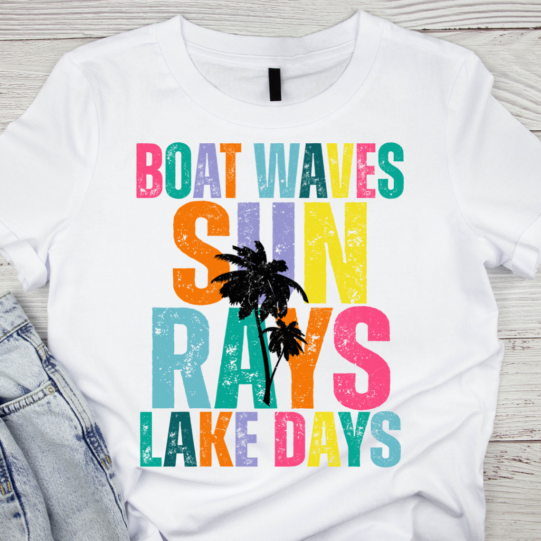 Bateau Vagues Rayons de Soleil Jours au Bord du Lac Transfert UV DTF/DTF