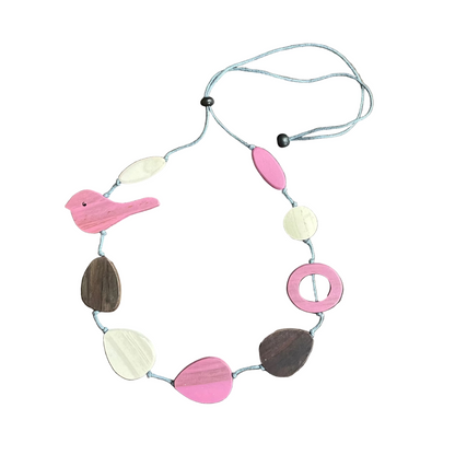Collier oiseau en bois