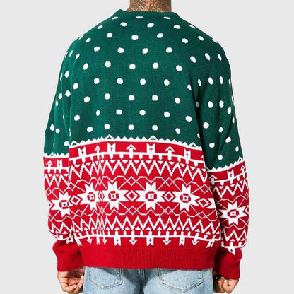 Men's Christmas Crew Neck Sweater – Loose Fit Knit Pullover for Fall & Winter