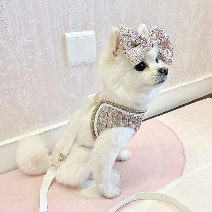 Dog Harness & Leash Set | Isabella Tweed Bow Walking Set