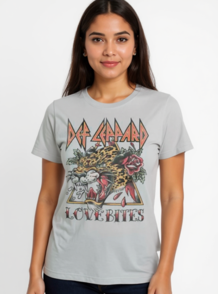 T-shirt Def Leppard vintage Love Bites argenté